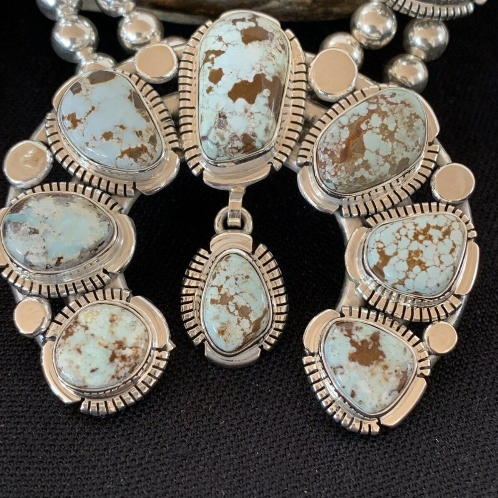 Dry Creek Turquoise Sterling Squash Necklace - Picture 6 of 12